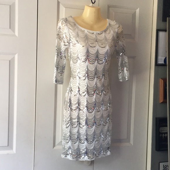 Crystal Doll Dresses & Skirts - Small white and silver sequin cocktail dress Crystal Doll Dresses & Skirts - Small white and silver sequin cocktail dress